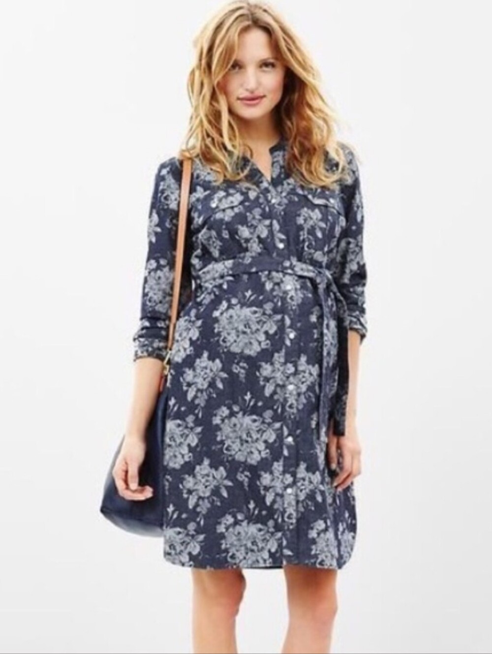 LIKE NEW Floral Denim Gap Maternity Dress